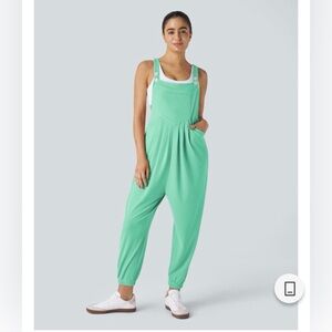 HALARA Waffle Jogger Overall w/Pockets Light Sea Mint Teal Green Casual NWT M